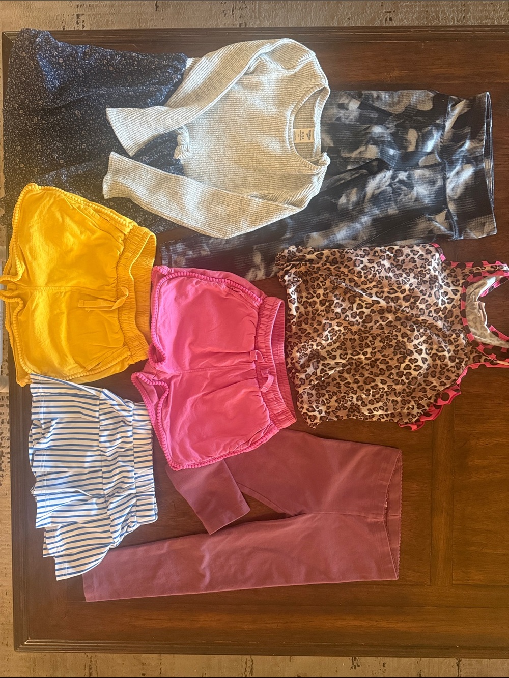 Girls Mix & Match Summer Outfit Bundle - Bright Yellow, Pink, Leopard, Size 5T